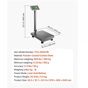 Cantar electronic cu platforma, Capacitate 300 kg, Afisaj LED, Precizie 50g, Dimensiune 670 x 400 x 840 mm, Pliabil - Img 4