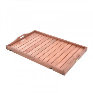 Carucior pentru servire HECHT Serving, fabricat din lemn tropical dur Meranti, 2 roti - Img 6