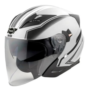 Casca moto scuter HECHT 51627S, design modern, alb-negru, marimea S 55-56 cm