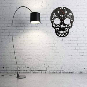 Ceas de perete metalic Krodesign Skull, diametru 45 cm, negru - Img 4