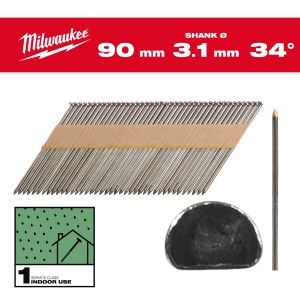 Cuie in banda inclinate 7.4x2.8mm, 34°, 90mm, 2.200buc, 4932492598 Milwaukee