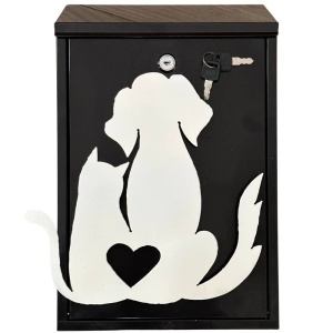 Cutie postala Vivatechnix Cat Dog KRO-1240, otel, 400x250x100mm, Negru/Alb, 2 chei