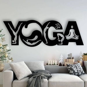 Decoratiune metalica de perete Krodesign YOGA KRO-1121, dimensiune 80 cm, negru, grosime 1.5 mm - Img 2