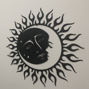 Decoratiune perete Krodesign Sun Moon, diametru 60 cm, negru - Img 2
