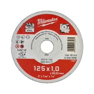 Disc abraziv pentru debitat metal, 125x1.0x22.22 -200buc Milwaukee