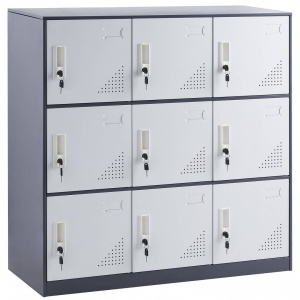 Fiset metalic cu 9 compartimente, Incuietori personalizate, Gri/Alb, 900x450x940 mm, max 245 kg - Img 1