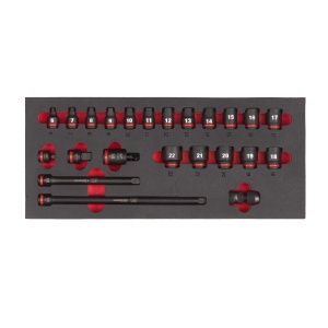 Insertie spuma cu chei tubulare de impact scurte 3/8", 23buc, 4932493388 Milwaukee