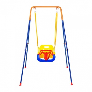 Leagan pentru copii, cadru otel A, max 90 kg, scaun PVC, 4 saci pentru stabilitate, pliabil, 158 x 112 x 162 cm - Img 2