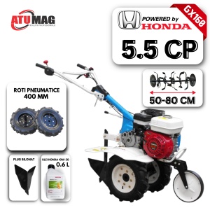 Motosapa AGT 5580, motor Honda GX160, 5.5 CP, roti 4.00-8, latime de lucru 80 cm, transmisie cu lant, 3 viteze