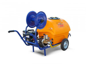 MOTOSTROPITOARE KAAN, KAAN 200B ( MOTOR TERMIC 7CP, REZERVOR 200 LITRI, FURTUN STROPIRE 50 ML - POMPA 40 BARI), 4 roti transport + tambur strangere furtun + tija stropit