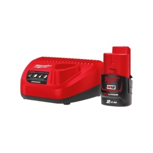 Pachet M12 NRG-201 cu acumulator de 2.0 Ah si incarcator C12 C, Milwaukee