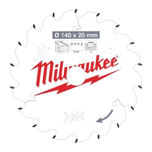 Panza de circular, Ø140mm X Ø20mm, Z18, Lemn, 4932471310 Milwaukee