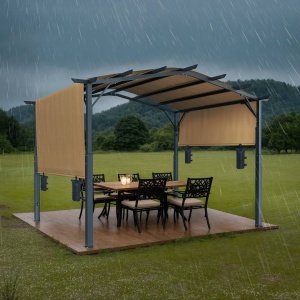 Pavilion retractabil, 2.96 x 3.95 x 2.3 m, impermeabilizare superioara, protectie solara UV50+, Otel/Poliester, Bej - Img 3