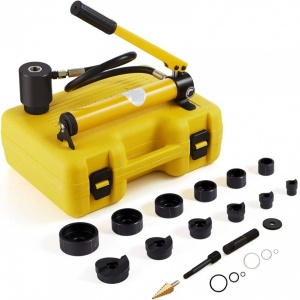 Perforator pentru tabla, hidraulic, 10 tone forta, 10 matrite 12.7-51 mm