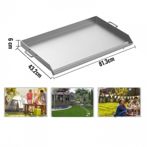 Plita inox pentru gratar pe carbuni, gaz sau electric, Vivatechnix Plancha Inox, 81 x 43 x 6 cm, cu manere - Img 4