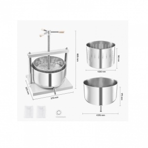 Presa manuala pentru struguri si fructe moi, Capacitate 12 l, Inox, 370x355x665 mm - Img 4