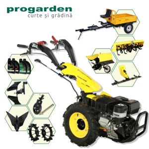 ProGARDEN Pachet Campo U16E Motocultor 14CP + RM500C Remorca 500Kg + BC120M Bara cosire + 3xPlug + FT90 Freza tractata + 2xRoti metalice RM47 + 4L Ulei