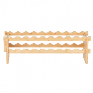 Raft pentru 18 de sticle de vin, Stivuibil, 2 niveluri, Vivatechnix Modular, 850x250x275 mm, Lemn bambus, Maro - Img 3