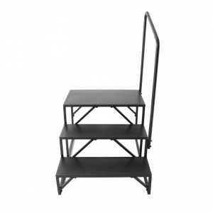 Scara portabila cu balustrada, 3 trepte, Otel, capacitate 200 kg, Negru, Inaltime 540 mm - Img 3