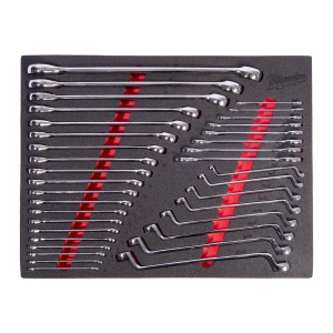 Set insertie spuma cu chei inelare cu cot, chei fixe si combinate, 36buc, 4932500758 Milwaukee