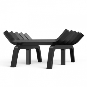Suport de lemne pentru semineu sau vatra de foc, Vivatechnix 610 x 280 mm, Otel, teava 3/4 inch, Negru mat - Img 2
