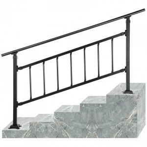 Balustrada otel forjat, max 5 trepte Vivatechnix Negru Mat, Inaltime 83.5 cm, lungime 172.5 cm, pozitii reglabile - Img 2