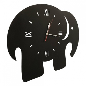 Ceas de perete metalic Krodesign Elephant, diametru 70 cm, negru - Img 3