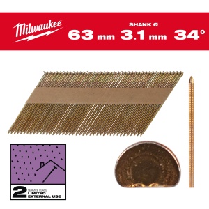 Cuie in banda inclinate 7.4x3.1mm, 34°,63mm, 2.200buc, 4932492609 Milwaukee