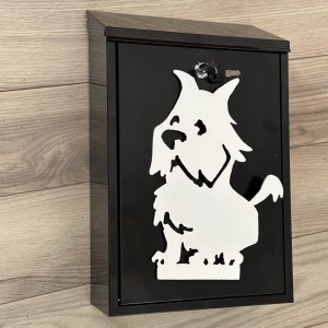 Cutie postala Vivatechnix Schnautzer Dog KRO-1237, otel, 400x250x100mm, Negru/Alb, 2 chei - Img 3