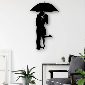 Decoratiune metalica de perete Krodesign KRO-1053, Couple Love, lungime 60 cm, negru, grosime 1.5 mm - Img 2