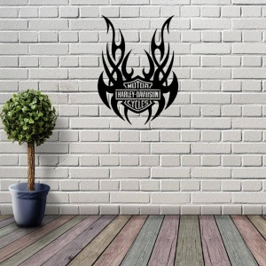 Decoratiune metalica de perete Krodesign KRO-1059, Harley Davidson II, diametru 60 cm, grosime 1.5 mm - Img 5