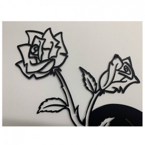 Decoratiune perete Krodesign Skull Rose, diametru 50 cm, negru - Img 4