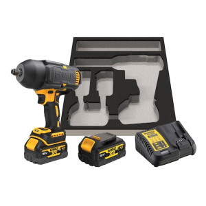 Kit Auto 18 V XR BL 1/2" cu cheie de impact cu cuplu mare de torsiune în 4 moduri (Hog Ring) 5 Ah GFN, DeWalt