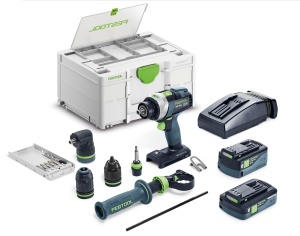 Masina de gaurit cu percutie, cu acumulator QUADRIVE TPC 18/4 5,0/4,0 I-Set/XL, Festool - Img 1