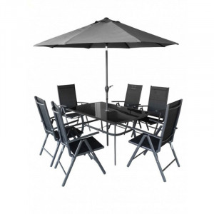Mobilier pentru gradina Hecht shadow set cotine 1 masa cu umbrela si 6 scaune - Img 2
