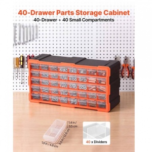 Organizator accesorii cu 40 sertare, Plastic, 49.5x16x25.5 cm - Img 3