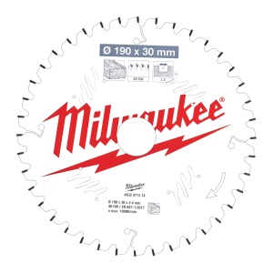 Panza de circular, Ø190mm X Ø30mm, Z40, Lemn, 4932471314 Milwaukee
