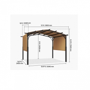 Pavilion retractabil, 2.96 x 3.95 x 2.3 m, impermeabilizare superioara, protectie solara UV50+, Otel/Poliester, Bej - Img 4