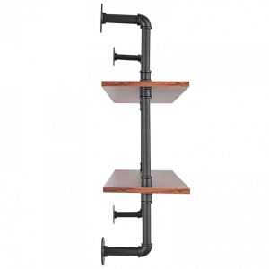 Raft metalic cu 2 x polite incluse din lemn, Vivatechnix Industrial, 1245 x 260 x 775 mm - Img 2