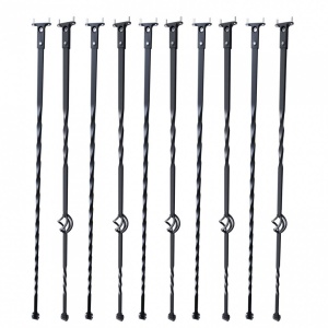 Set 10 stalpi balustrade cu cos si spiralate, 13 x 13 x 1122mm, Negru mat, accesorii prindere - Img 2