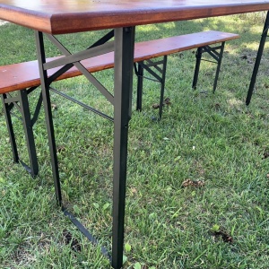 Set masa si 2 banci, Vivatechnix VMD-1053, 200x50x78 cm, cadru metal, blat lemn, pliabile - Img 7