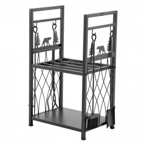 Suport de lemne pentru seminee, 2 x niveluri, Vivatechnix 455 × 330 × 765 mm, Otel, Negru