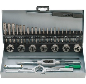 Trusa de tarozi si filiere M3-M12 metrice HSS M032, Fervi