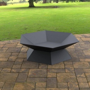 Vatra pentru terasa/gradina, Hexagon Fire Pit KRO-1072, Otel, Negru, diametru 870 mm, grosime 3 mm - Img 7