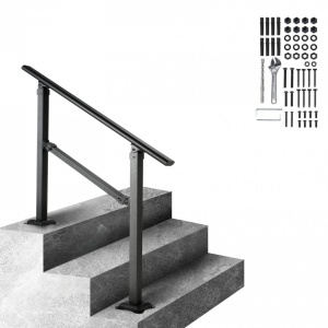 Balustrada otel forjat, max 3 trepte Vivatechnix Negru Mat, Inaltime 81.3 cm, lungime 102.4 cm, pozitii reglabile - Img 5
