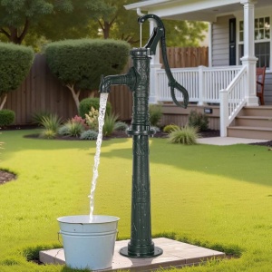Cismea manuala cu picior, Ridicare max 6 m, Fonta/Otel carbon, Dimensiune 400 x 240 x 1290 mm, Verde Antic - Img 3