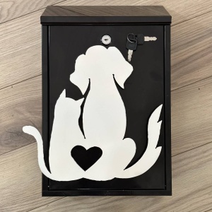 Cutie postala Vivatechnix Cat Dog KRO-1240, otel, 400x250x100mm, Negru/Alb, 2 chei - Img 2