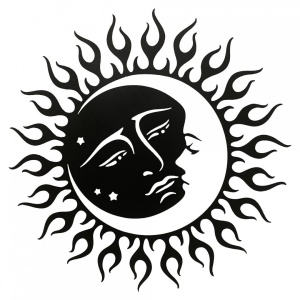 Decoratiune perete Krodesign Sun Moon, diametru 60 cm, negru
