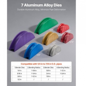 Dispozitiv de indoit tevi, 6-22 mm, Unghi max îndoire 90°, 7 matrite colorate, sistem hidraulic, Direcția Înainte și înapoi - Img 4