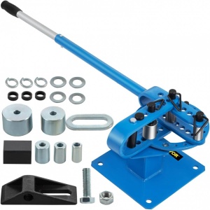 Dispozitiv de indoit tevi Vevor 7 matrite 1, 1 1/4, 1 1/2, 1 3/4, 2, 2 1/2, si 3, Maner telescopic